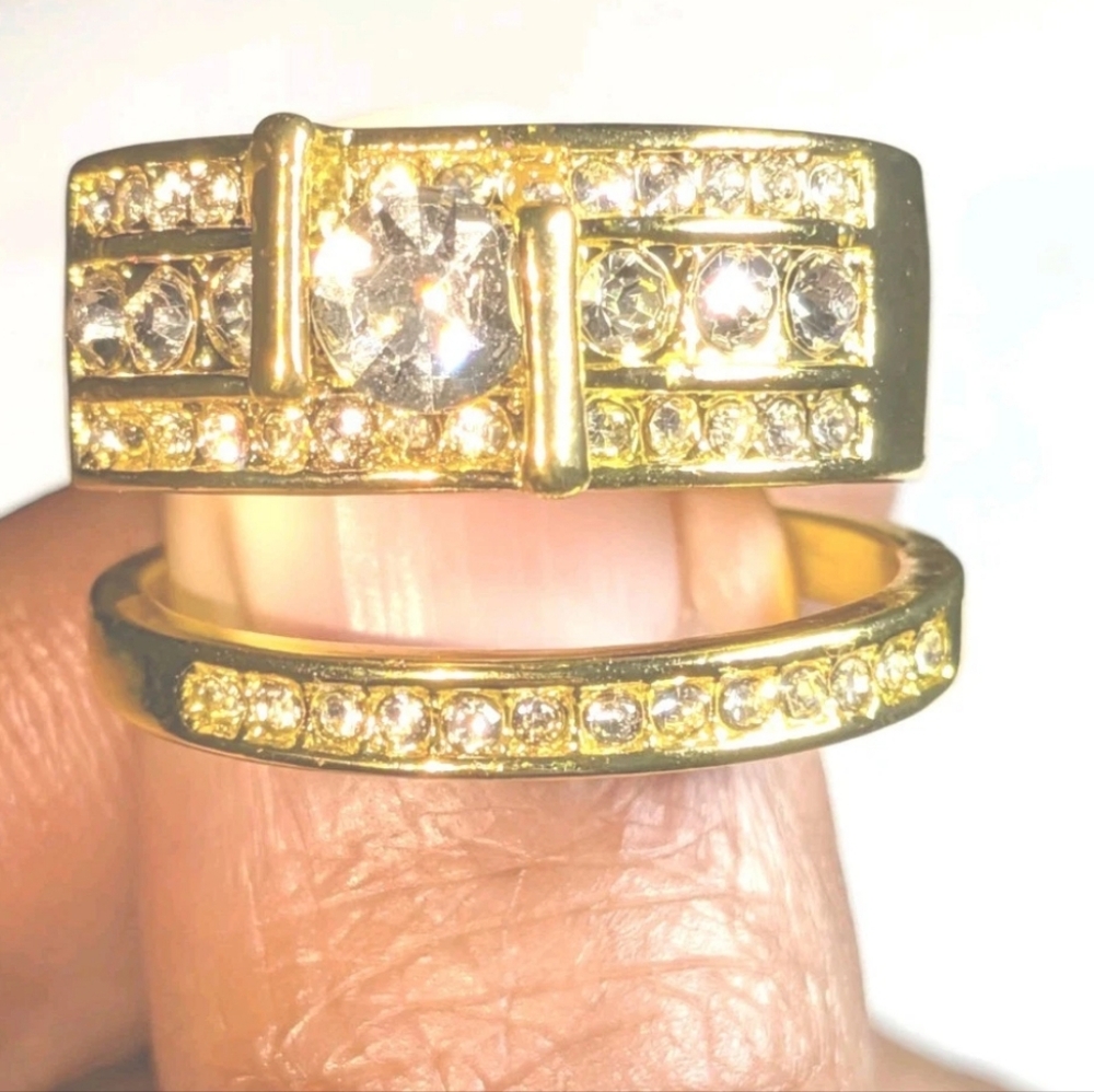 2.50 Ct Round Cut Simulated Diamond Mens Wedding Set Ring 14k Yellow Gold Plated